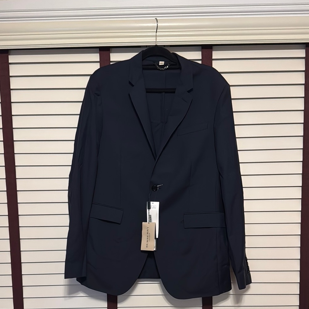 Burberry Navy Men's Blazer - Size 54R: See hyperlinked size chart for US sizing
